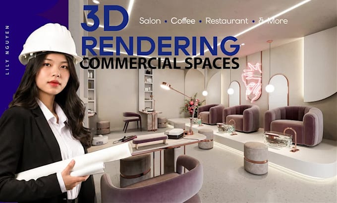 design commercial interiors with photorealistic 3d rendering
