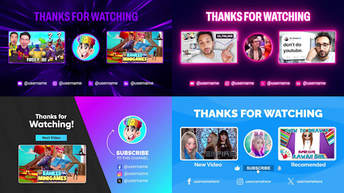 create a professional youtube end screen outro animation