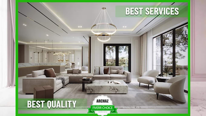 do a stunning 3d interior design with realistic 3d rendering