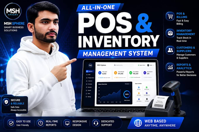 create custom inventory management, pos, CRM and erp software