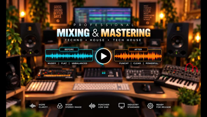 professionally mix and master your techno, house or tech house track