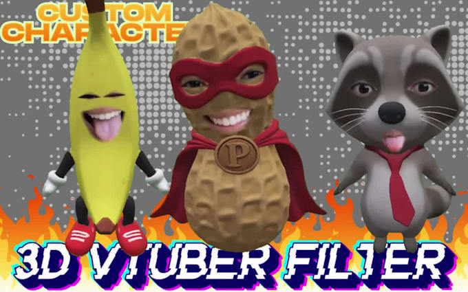 custom 3d ar vtuber filter burnt peanut for snap camera and lens studio stream