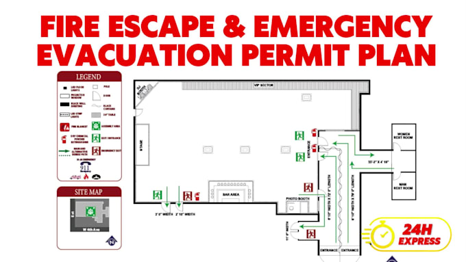 design fire escape plan, emergency evacuation plan, and fire exit diagram permit