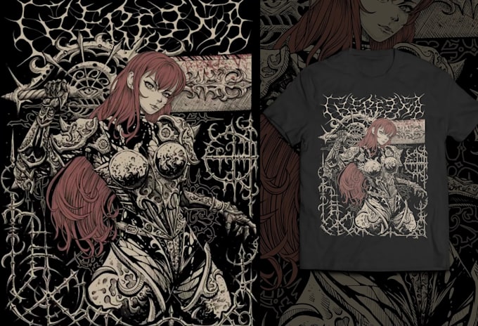 create dark horror metal band t shirt artwork for merch