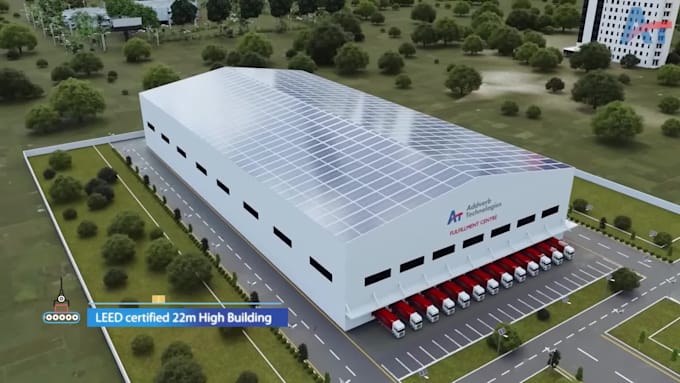 industrial warehouse machinery video factory process 3d plant assembly animation