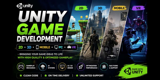 develop 2d 3d games in unity for PC VR steam