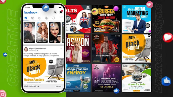design creative social media posts and web banner design