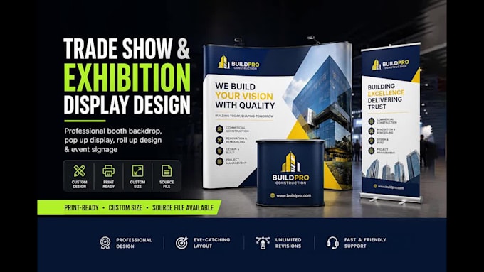 design trade show banner and exhibition booth backdrop