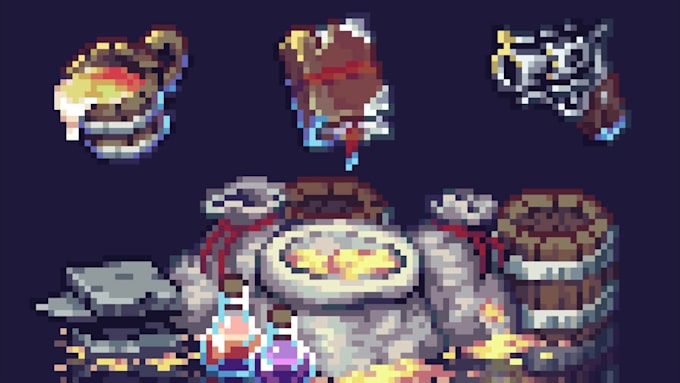 draw pixel art props, assets, objects, or icons for your game