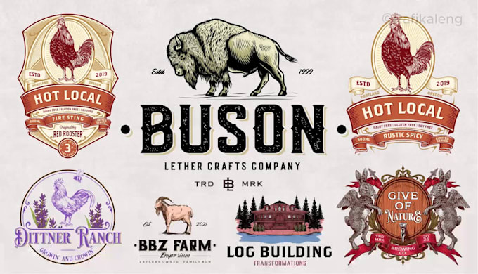 design a vintage hand drawn engraving logo illustration
