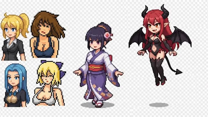 create pixel art game assets, character sprites 2d game art pixel art animation