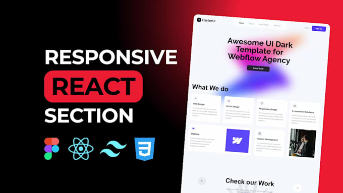 create a responsive custom react component or section