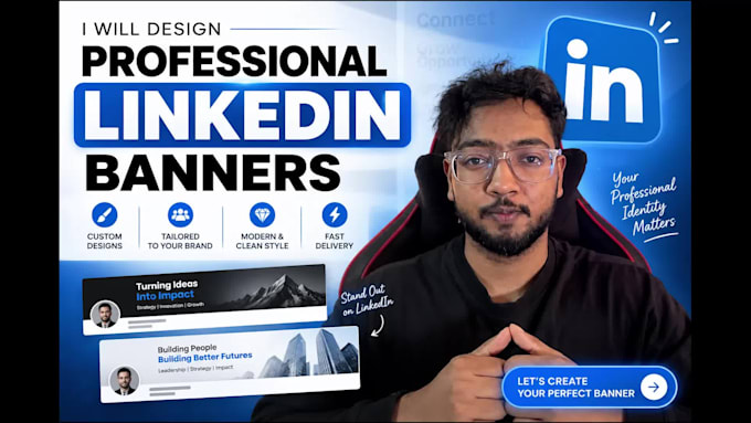 design professional banner, header, cover for your linkedin