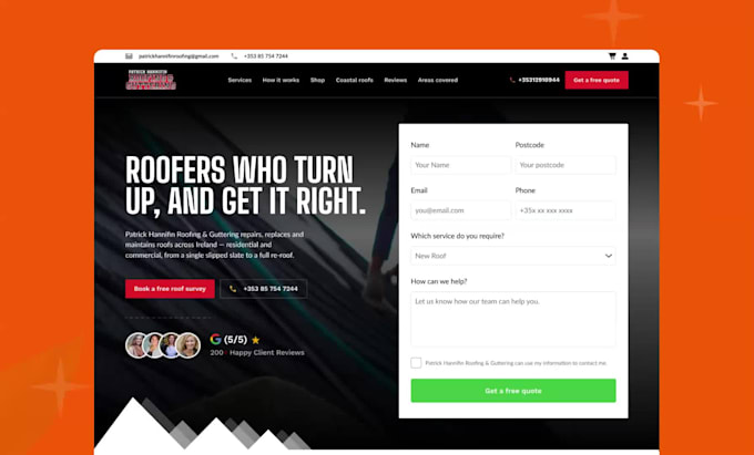 build a roofing company website with UI UX design