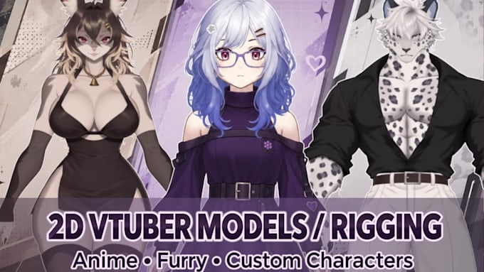 design and rig custom live2d vtuber model anime and furry