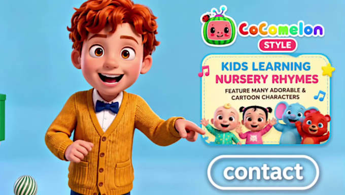 do 3d kids animation, kids songs, 3d cartoon animation, cocomelon style videos