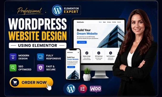 create modern SEO wordpress website design using elementor
