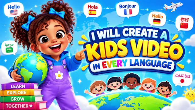 create 3d kids learning videos in all languages