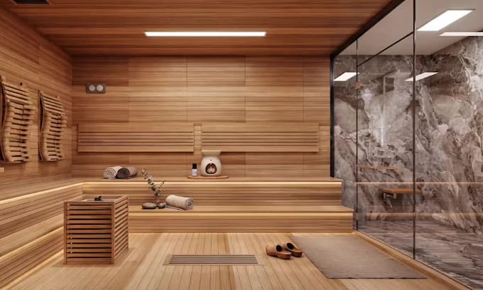 design and create 3d renders for your sauna, steam room and wellness space