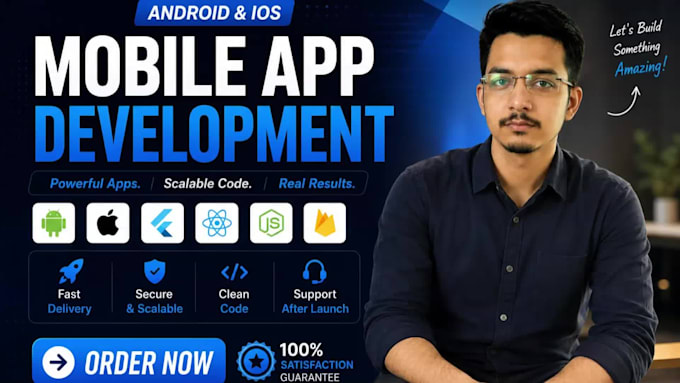 build mobile app development, flutter, react native, android ios app