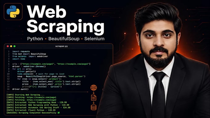 build a custom python web scraper for any website or data source