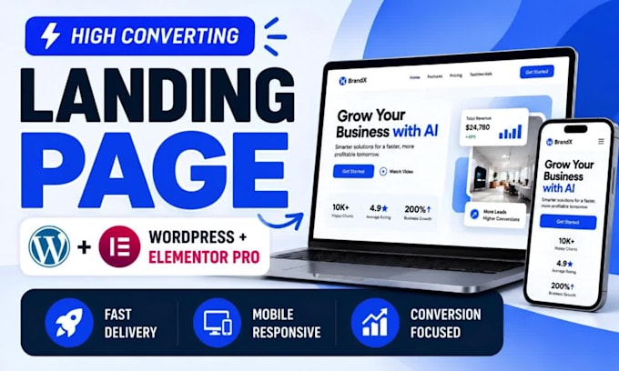 design responsive landing page or wordpress website using elementor pro