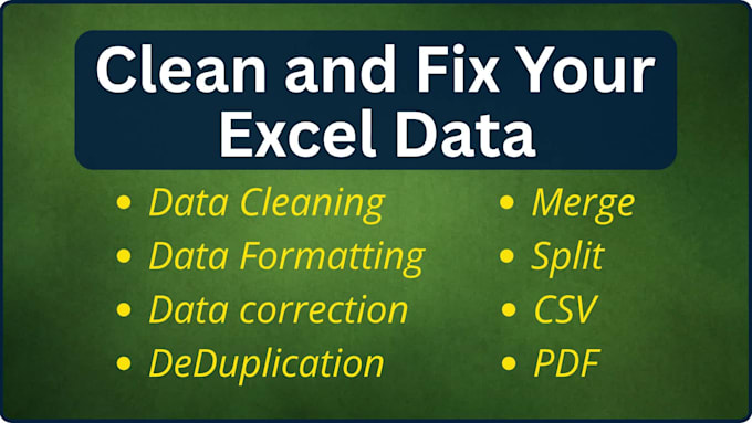 do excel data cleaning, formatting, remove duplicates, and fix errors