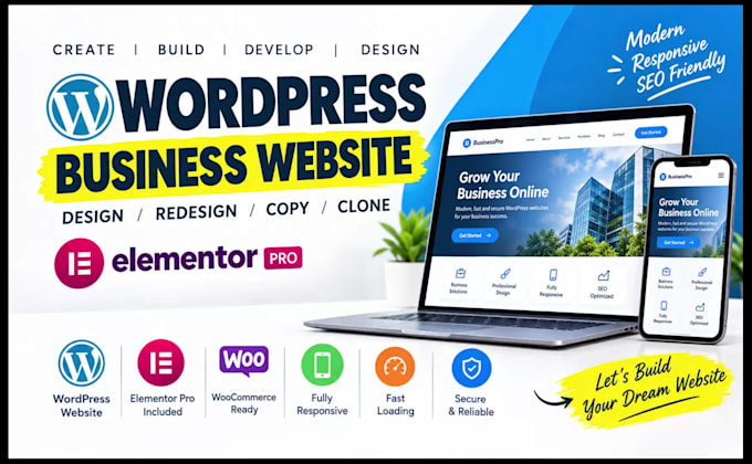 create, build, develop, design, redesign, copy, clone wordpress business website