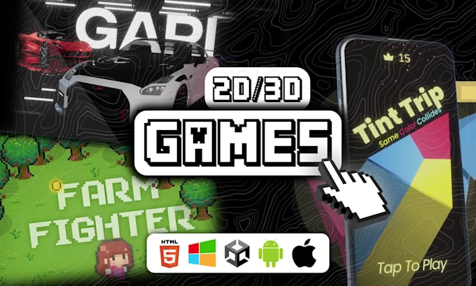 develop a complete 2d or 3d unity game for PC