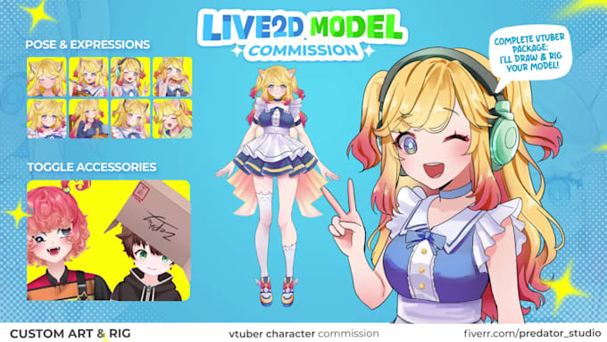 create a live2d vtuber model with professional rigging