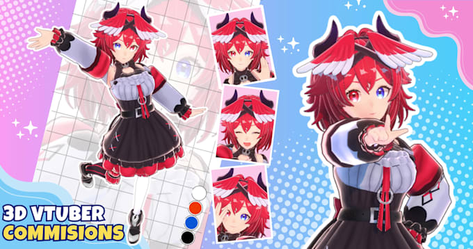 create 3d character for 3d vtuber, vrchat, rigging, 3d model, anime and 3d vroid