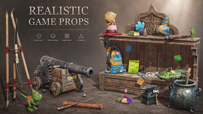 create realistic game ready 3d props and assets