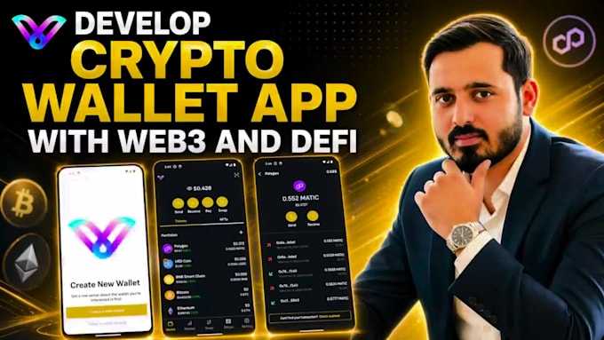 develop crypto wallet app, blockchain web3 wallet with fiat to crypto swap