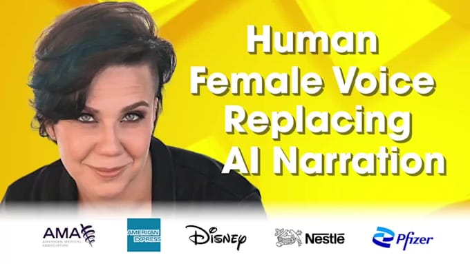 record a human female voice over to replace ai narration