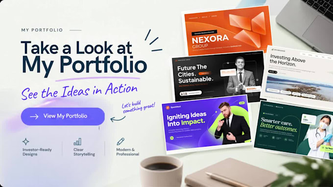 do powerpoint design, investor pitch deck, and google slides