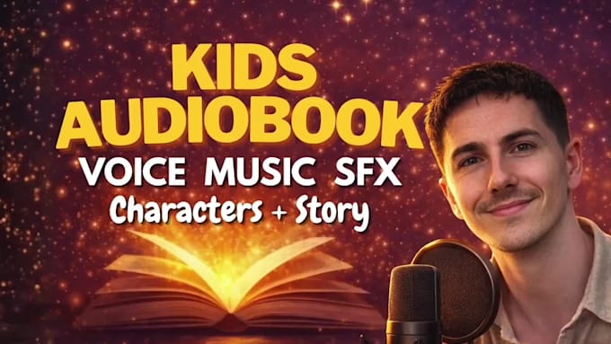 record a magical kids audiobook with a male voice over, music, and sound effects