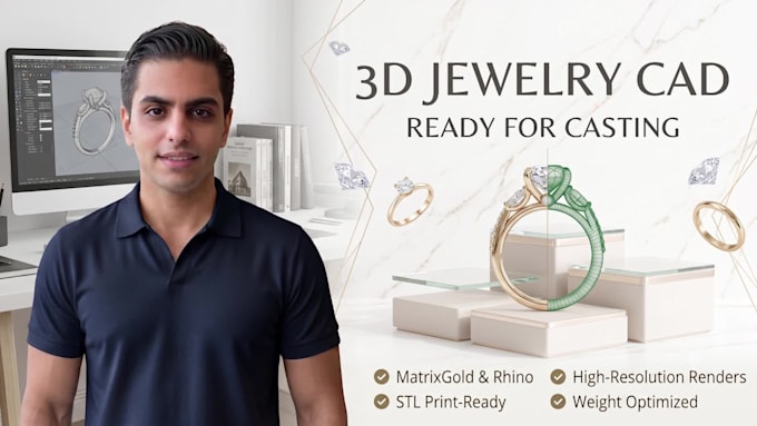 create custom casting ready jewelry 3d cad engagement rings