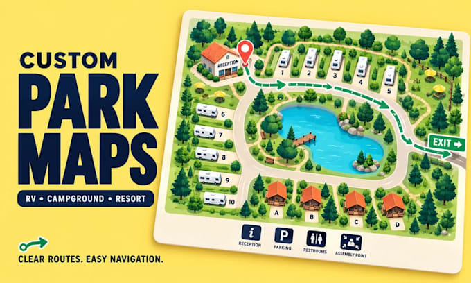 design custom illustrated maps for campgrounds, rv parks, glamping and resorts