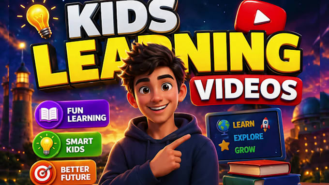 create 3d kids learning videos for kids youtube channels