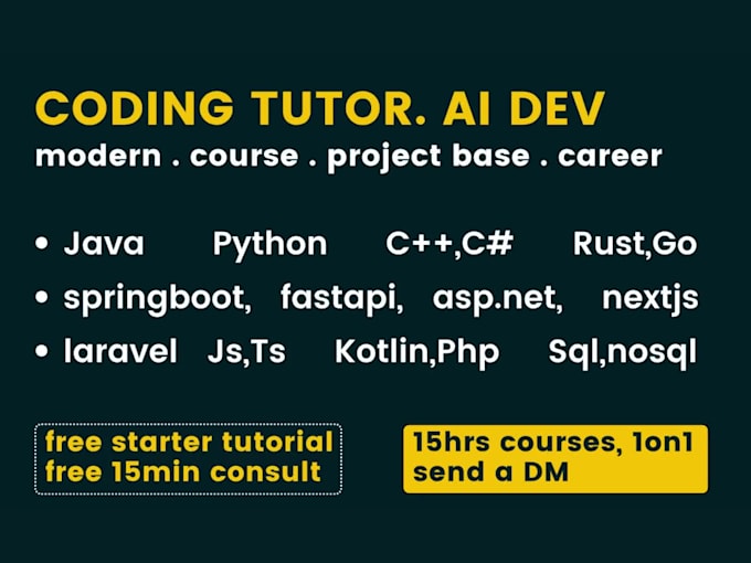 teach java, python, sql, rust, php and c sharp programming