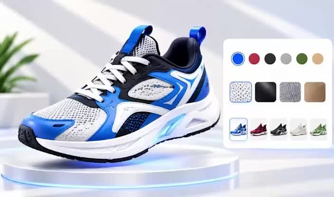 do 3d shoe design, footwear modeling and glb files for configurators