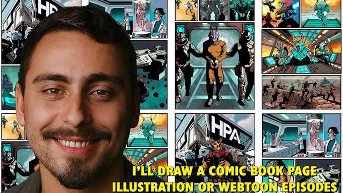 draw a comic book page illustration or webtoon episodes