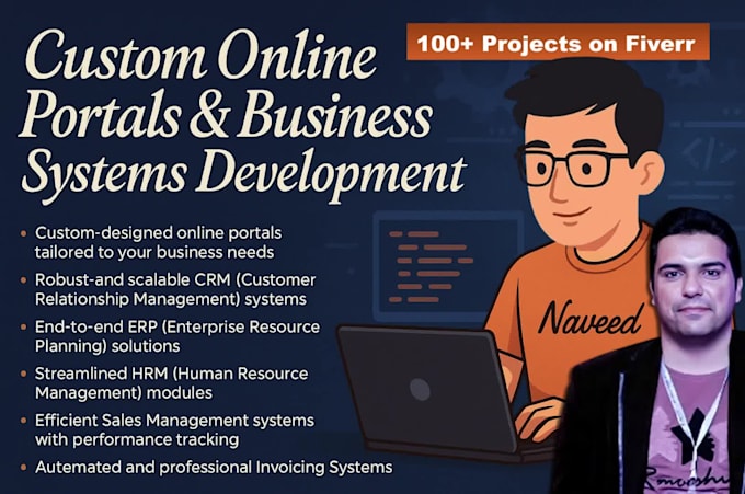 develop online portal, CRM, erp, sales, saas, hrm systems