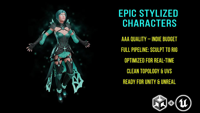create stylized game ready 3d character for unity or unreal