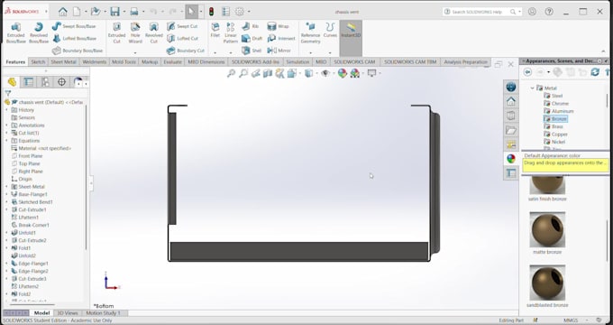 do design sheetmetal and metal fabrication parts solidworks