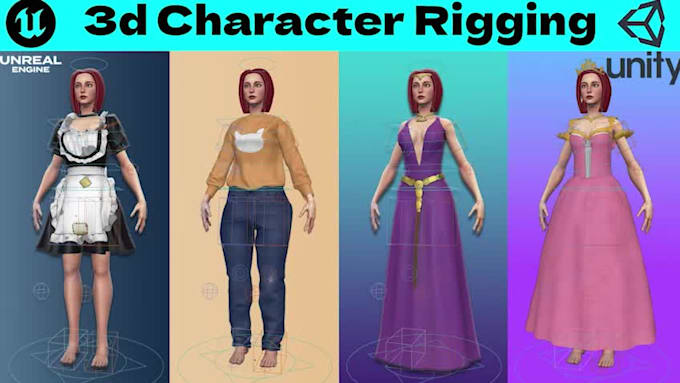 do game ready 3d rig for ue5 and unity 3d