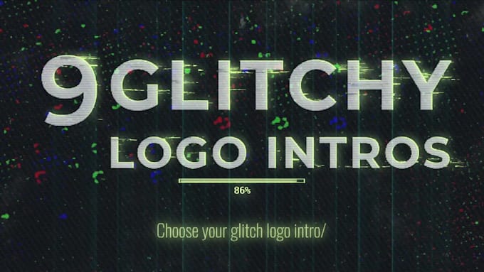 create high quality glitchy logo intro and outro