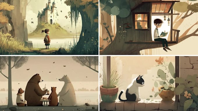 create unique children book illustrations using ai