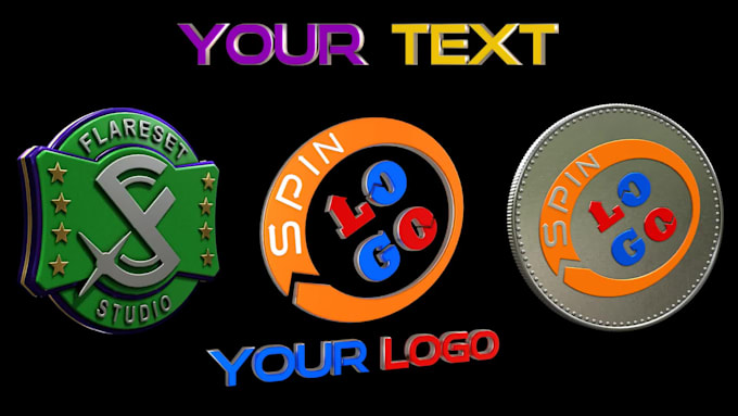 do spin animation your logo coin text or object in 3d style