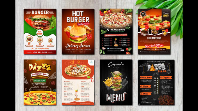 Design Food Menu, Pizza Burger Flyer, Poster in 24hrs